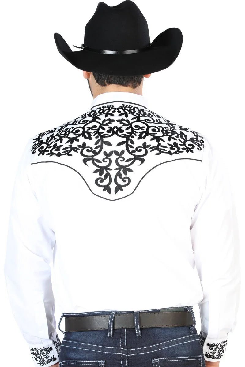 El General - Camisa Vaquera Bordada Blanca Con Negro 126702 - OriginalWestern.com