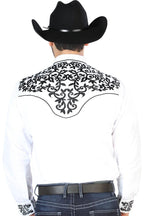 El General - Camisa Vaquera Bordada Blanca Con Negro 126702 - OriginalWestern.com