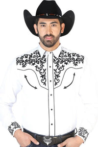 El General - Camisa Vaquera Bordada Blanca Con Negro 126702 - OriginalWestern.com