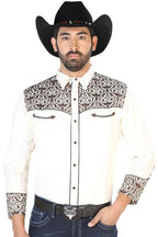 El General - Camisa Vaquera Bordada De Lujo Beige 126706 - OriginalWestern.com