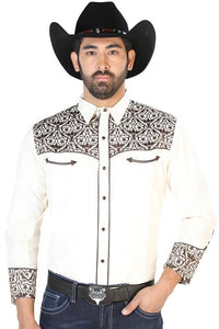 El General - Camisa Vaquera Bordada De Lujo Beige 126706 - OriginalWestern.com