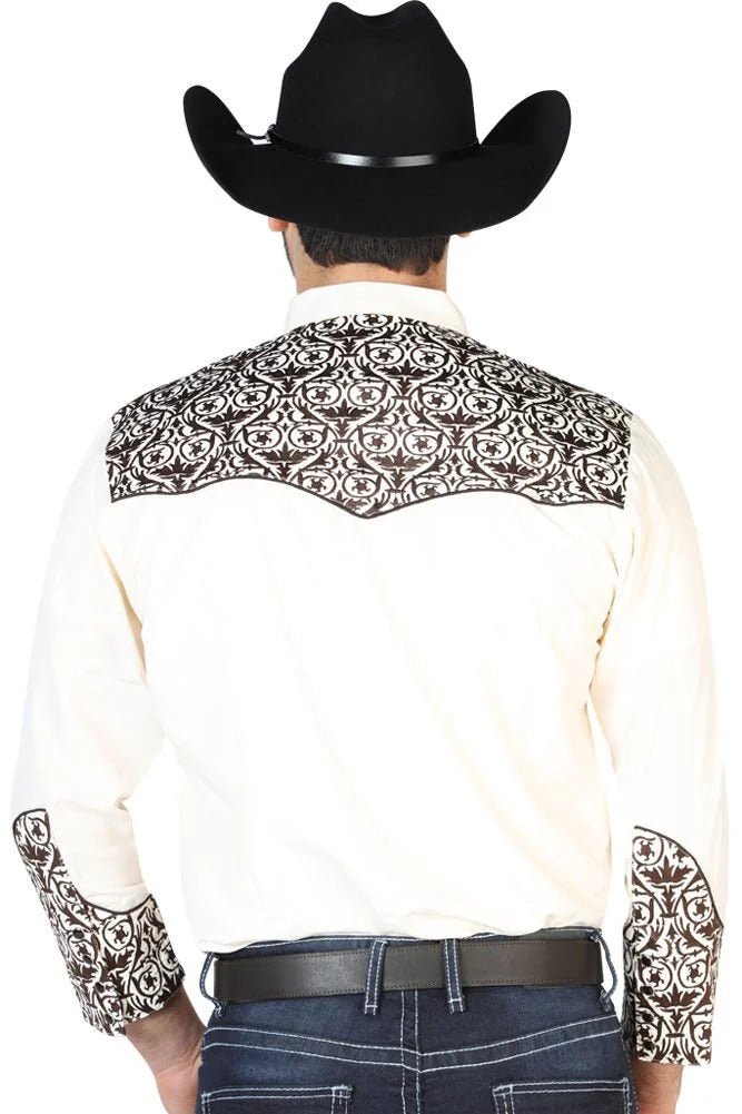 El General - Camisa Vaquera Bordada De Lujo Beige 126706 - OriginalWestern.com