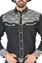 El General - Camisa Vaquera Bordada De Lujo Negra 126704 - OriginalWestern.com