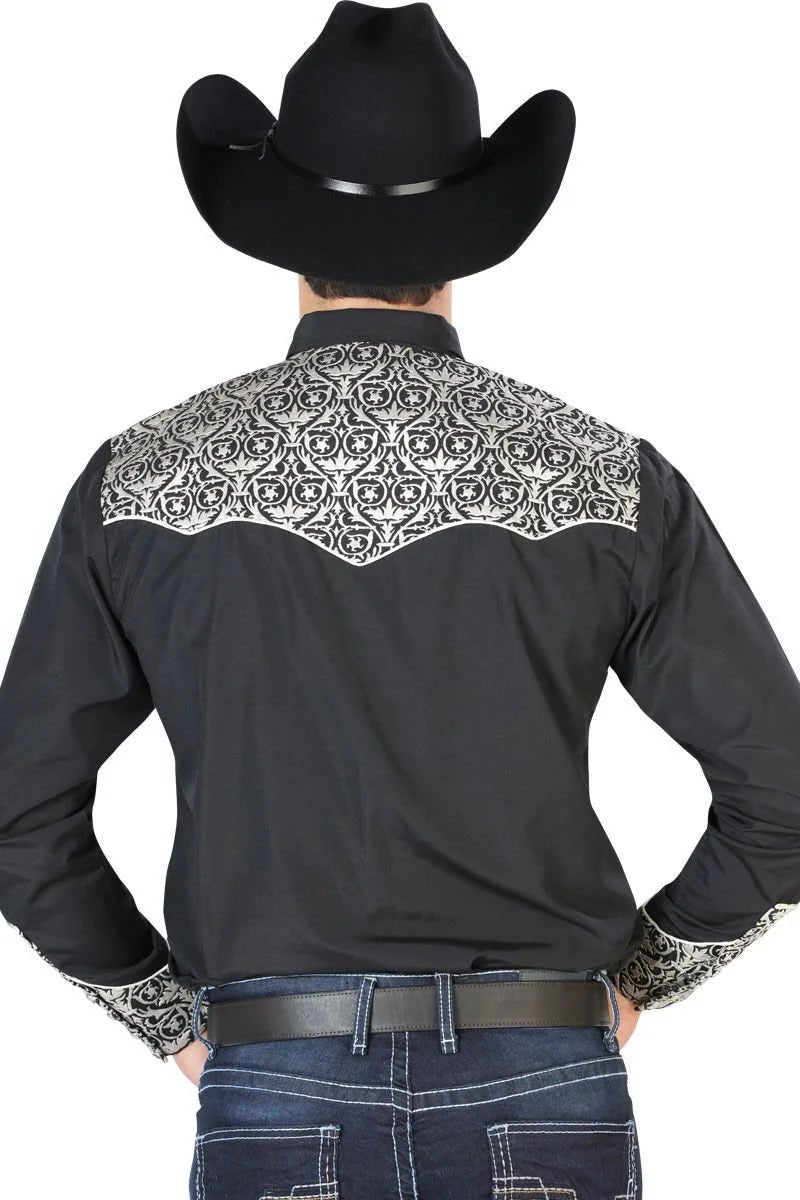 El General - Camisa Vaquera Bordada De Lujo Negra 126704 - OriginalWestern.com