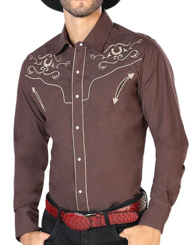 El General - Camisa Vaquera El Señor De Los Cielos 42943 Café - OriginalWestern.com