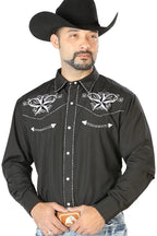 El General - Camisa Vaquera Negra Bordada Estrella 126682 - OriginalWestern.com