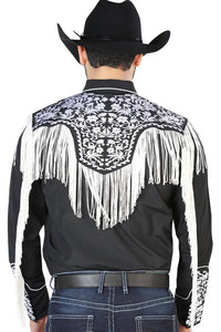 El General - Camisa Vaquera Negra Bordado Y Barbas Blancas 126707 - OriginalWestern.com