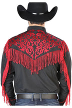 El General - Camisa Vaquera Negra De Barbas Rojas El General 126697 - OriginalWestern.com