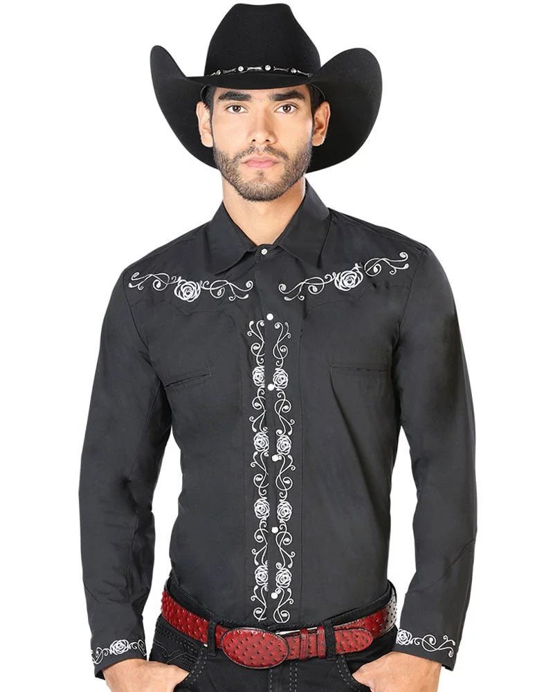 El General - Camisa Vaquera Negra El Señor De Los Cielos 42937 - OriginalWestern.com