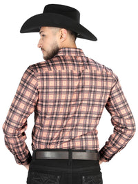 El General - Casual Long-Sleeve Shirt - Beige/Black 44697 - OriginalWestern.com