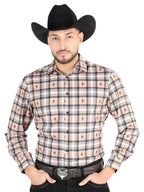 El General - Casual Long Sleeve Shirt - Beige/Black 44698 - OriginalWestern.com