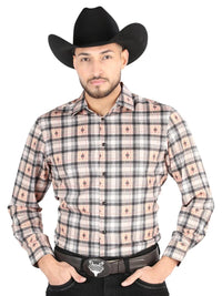 El General - Casual Long Sleeve Shirt - Beige/Black 44698 - OriginalWestern.com