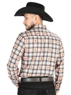 El General - Casual Long Sleeve Shirt - Beige/Black 44698 - OriginalWestern.com