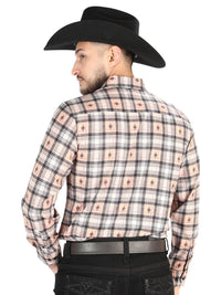 El General - Casual Long Sleeve Shirt - Beige/Black 44698 - OriginalWestern.com