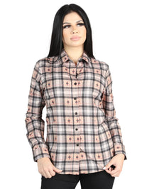 El General Womens  -  Casual Long-Sleeve Shirt - Beige/Black 44715