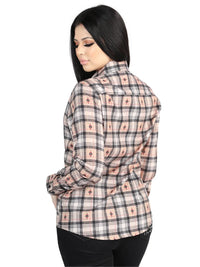 El General Womens  -  Casual Long-Sleeve Shirt - Beige/Black 44715