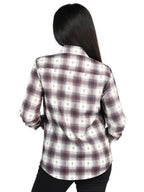El General Womens  - Casual Long-Sleeve Shirt - Beige/Burgandy 44730