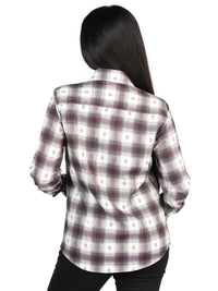 El General Womens  - Casual Long-Sleeve Shirt - Beige/Burgandy 44730