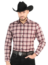 El General - Casual Long-Sleeve Shirt - Beige/Red 44711 - OriginalWestern.com