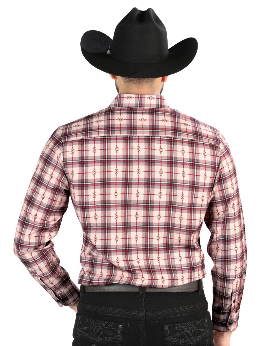 El General - Casual Long-Sleeve Shirt - Beige/Red 44711 - OriginalWestern.com