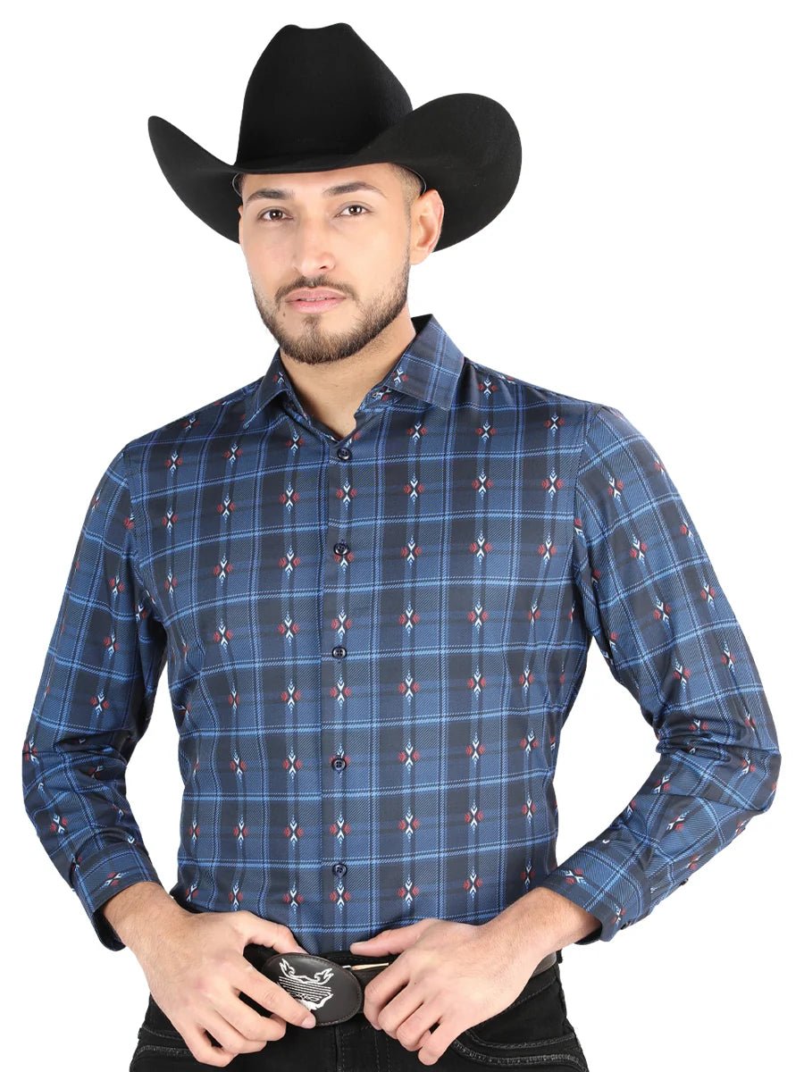 El General - Casual Long Sleeve Shirt - Black/Brown 44704 - OriginalWestern.com