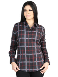 El General Womens  -  Casual Long-Sleeve Shirt - Black/Gray 44726