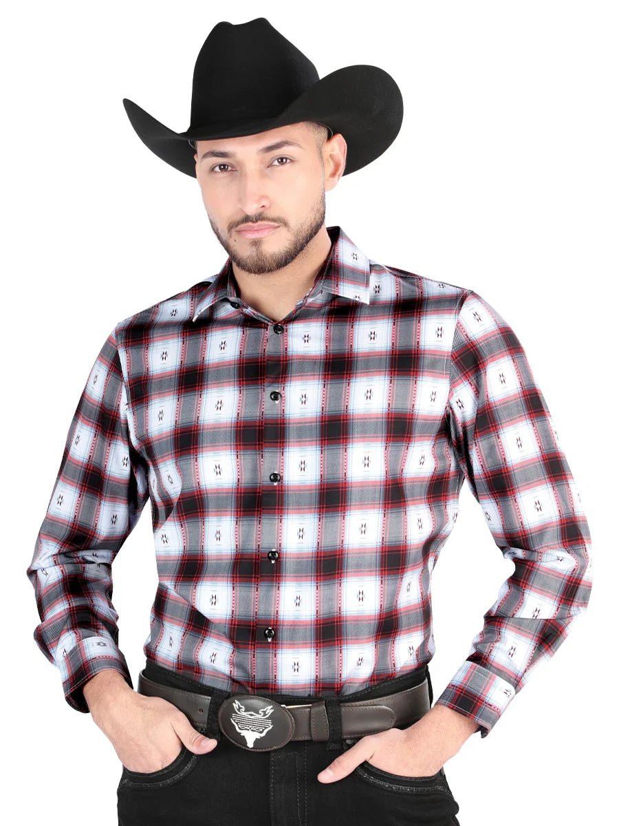 El General - Casual Long Sleeve Shirt - Black/Red 44701 - OriginalWestern.com