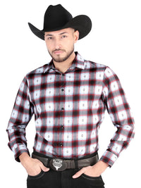 Black/Red - Casual Long Sleeve Shirt - 44701