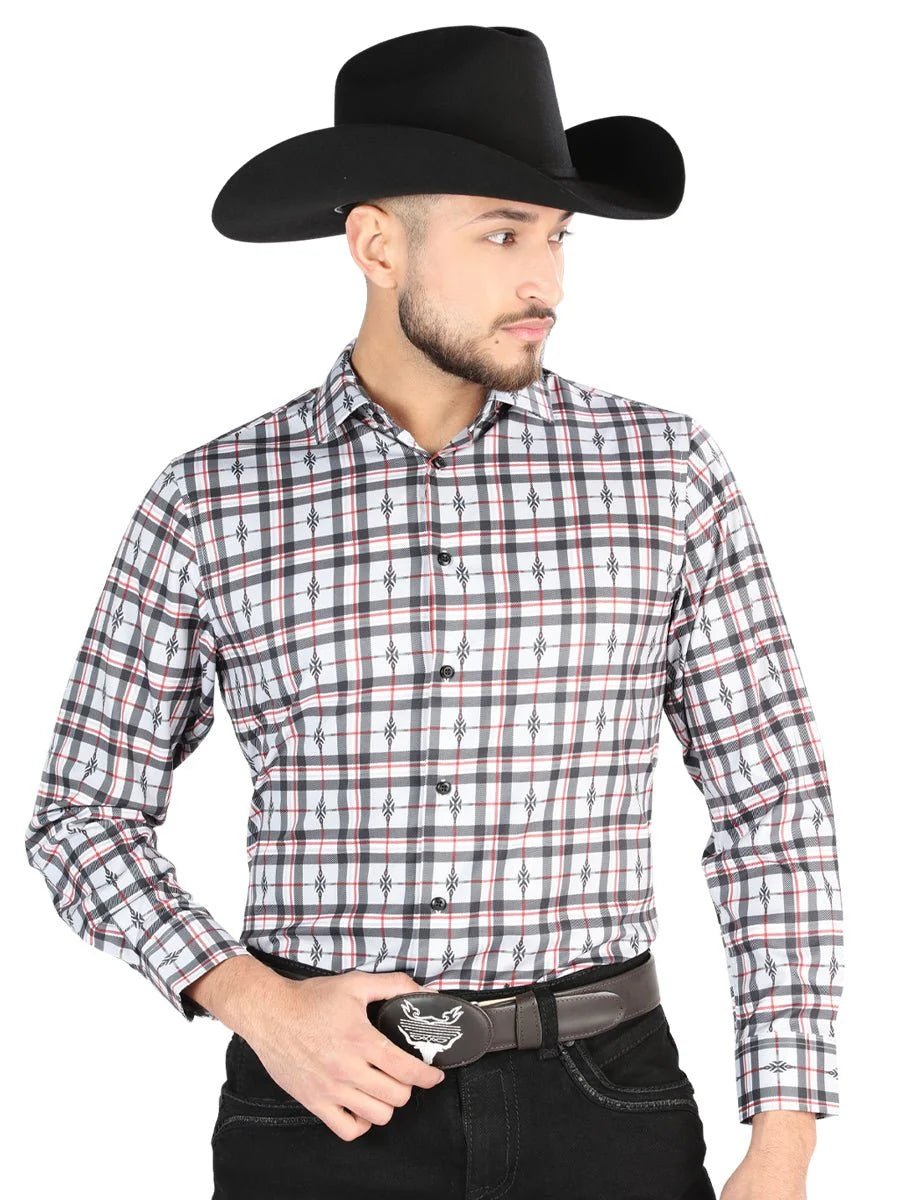 El General - Casual Long Sleeve Shirt -Black/White 44703 - OriginalWestern.com