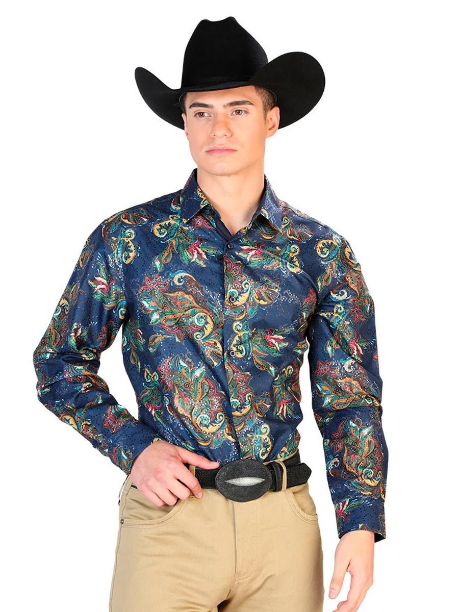 El General - Casual Long Sleeve Shirt - Blue Multicolor 43827 - OriginalWestern.com