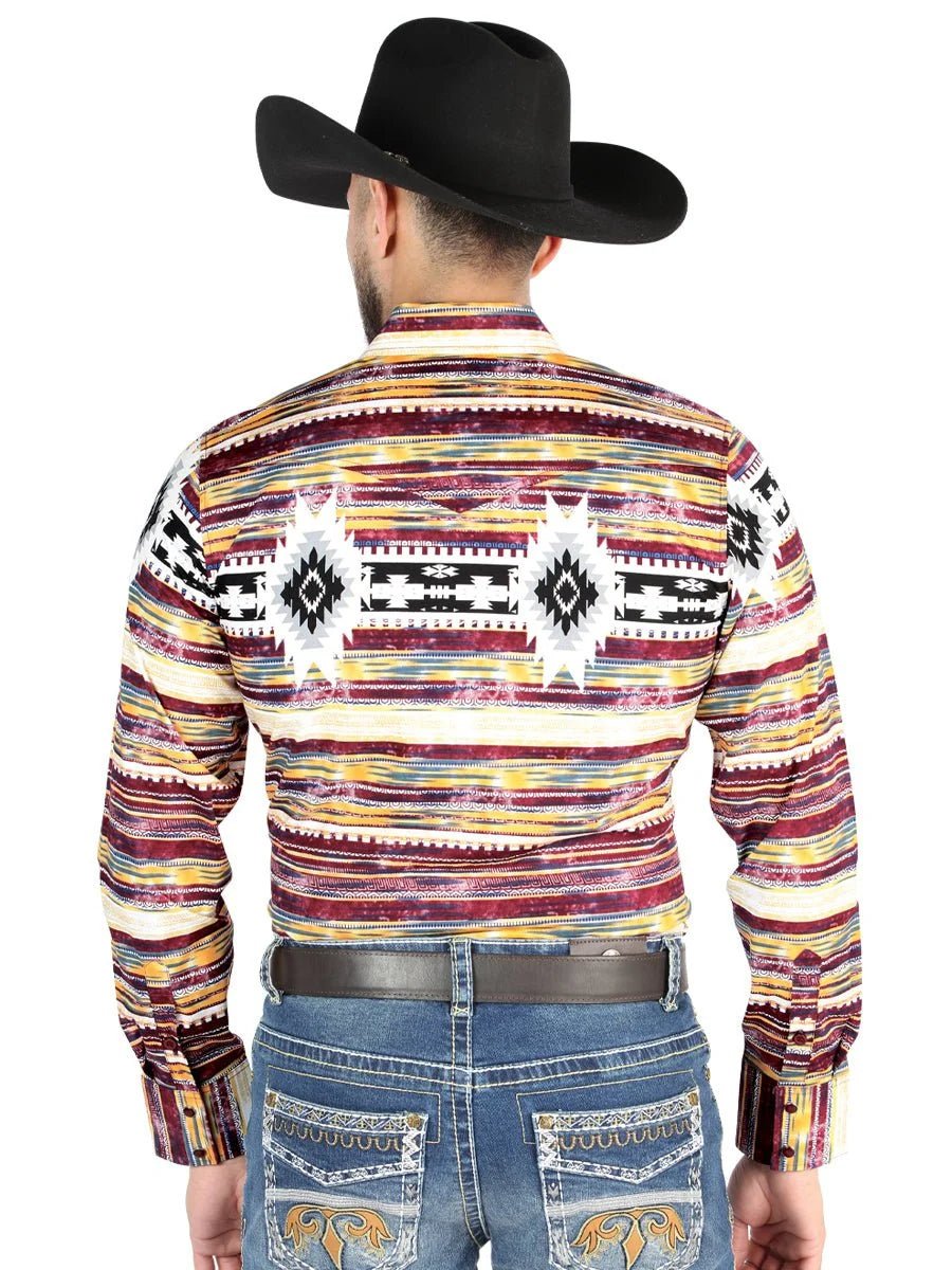 El General - Casual Long Sleeve Shirt - Brown 44487 - OriginalWestern.com