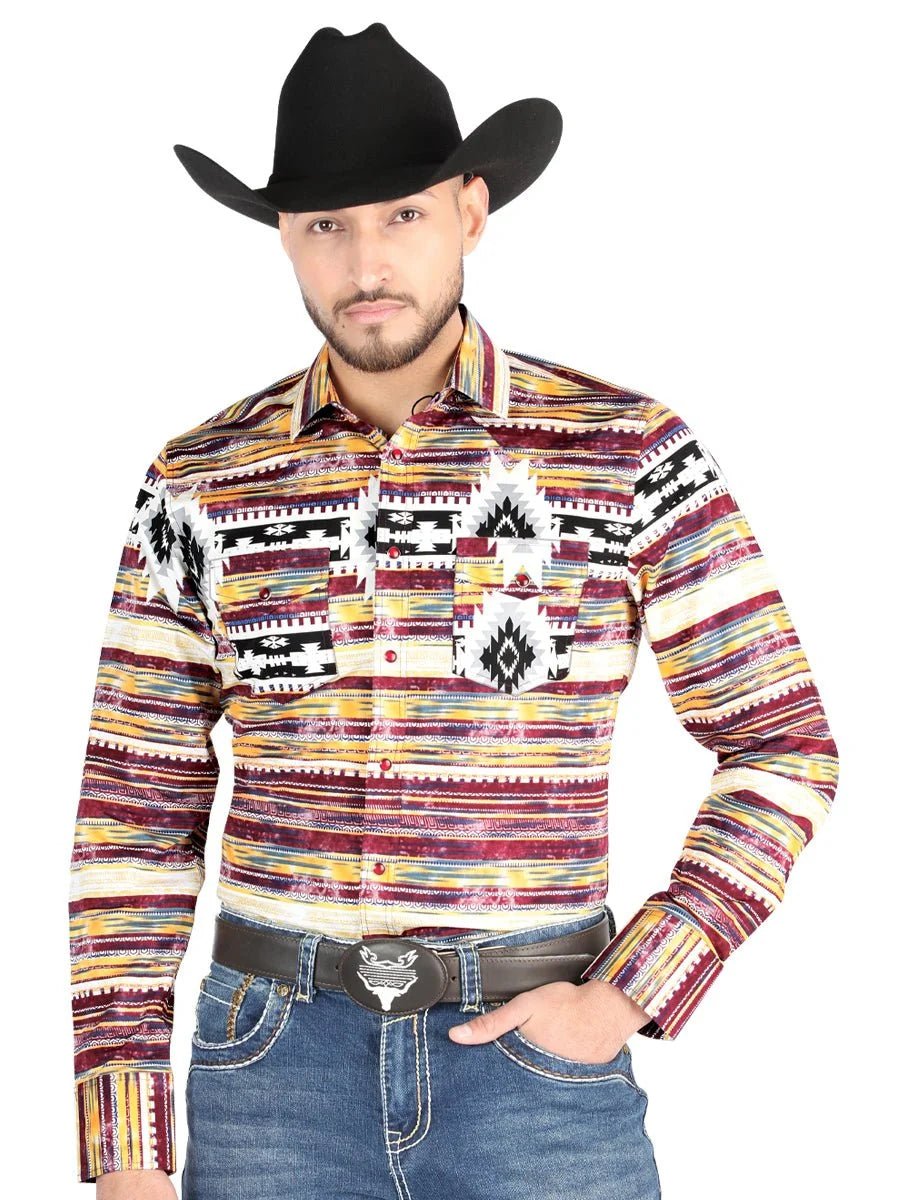 El General - Casual Long Sleeve Shirt - Brown 44487 - OriginalWestern.com