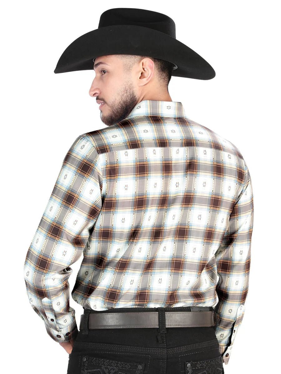 El General - Casual Long Sleeve Shirt - Brown/Sand 44700 - OriginalWestern.com