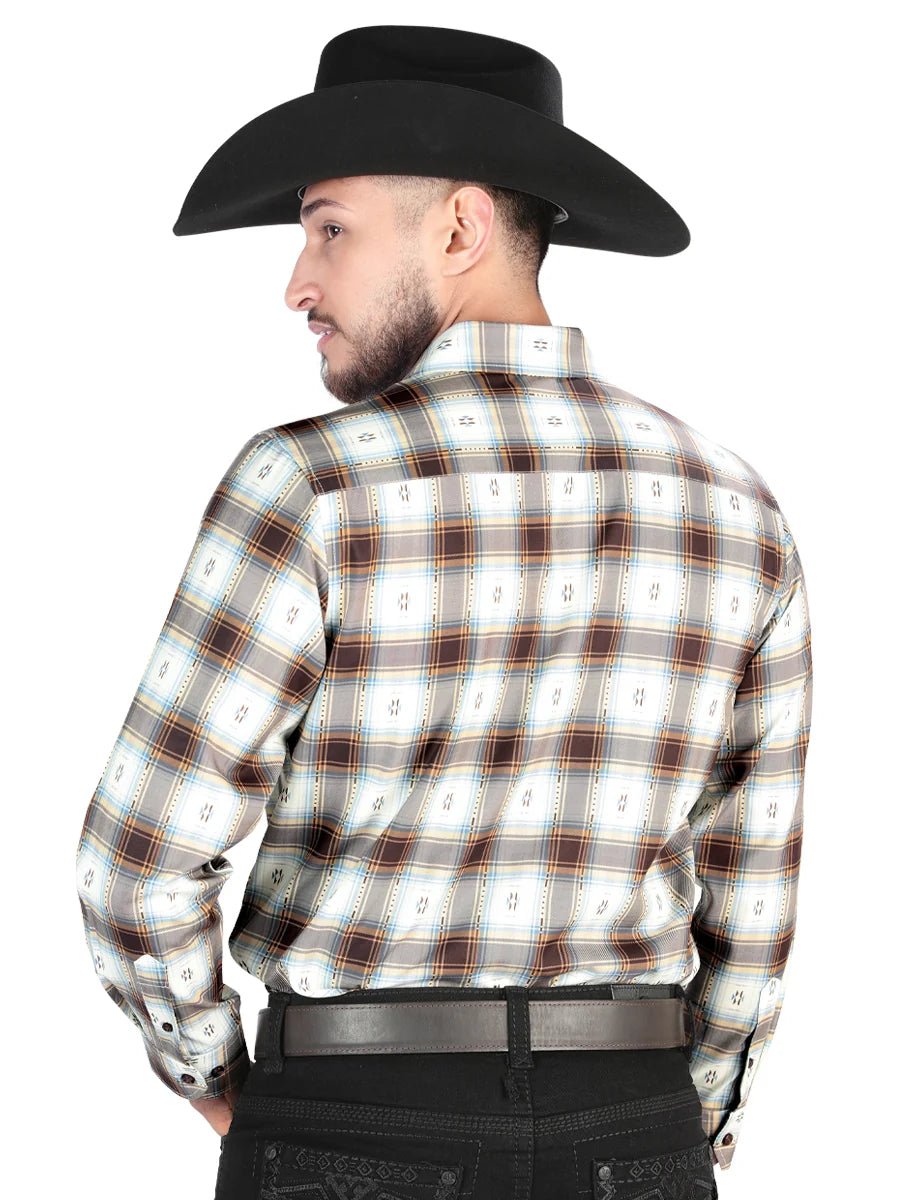 El General - Casual Long Sleeve Shirt - Brown/Sand 44700 - OriginalWestern.com