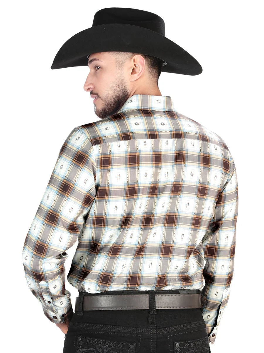 El General - Casual Long Sleeve Shirt - Brown/Sand 44700