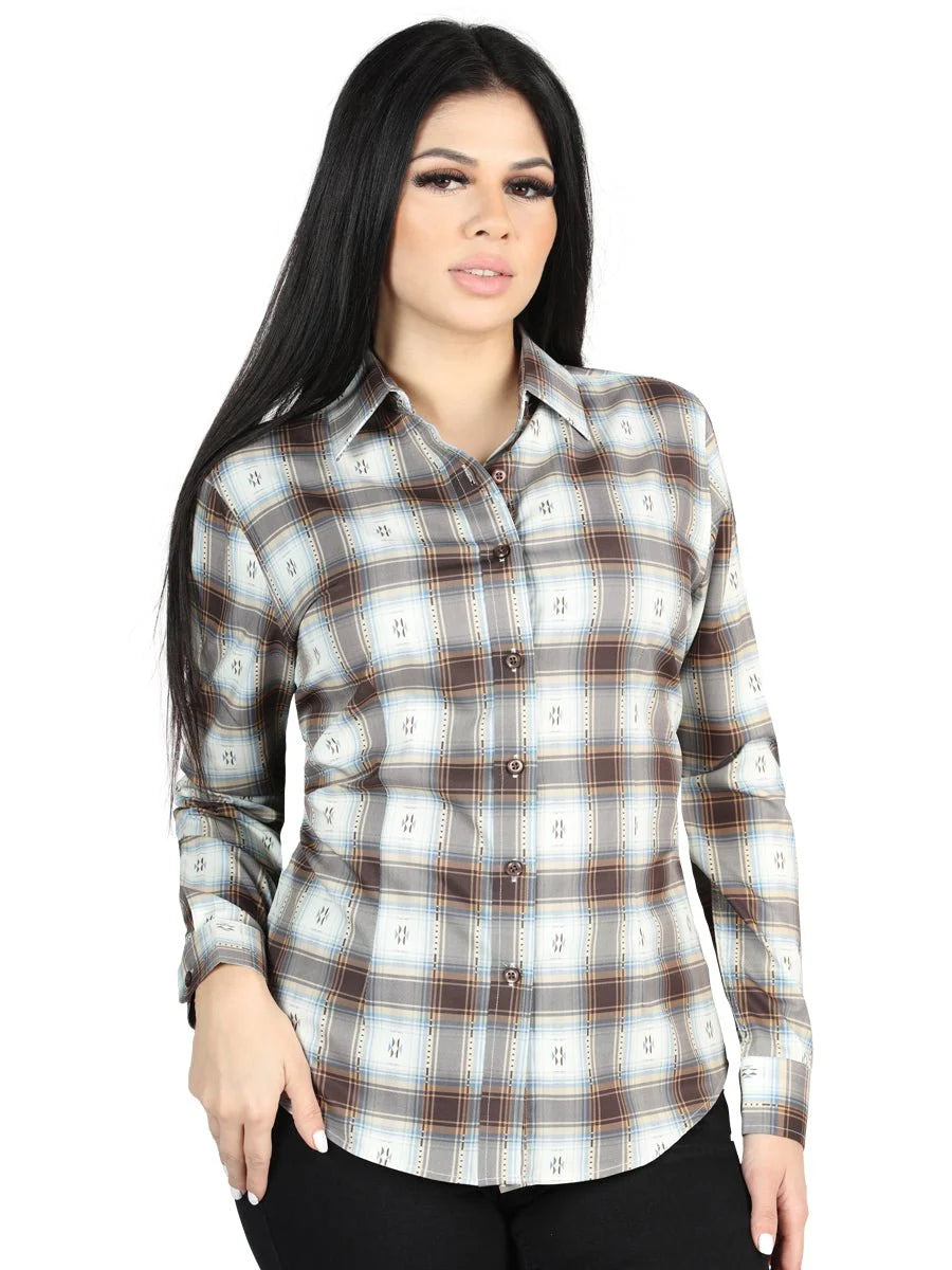 El General Womens - Casual Long-Sleeve Shirt - Brown/Sand 44717