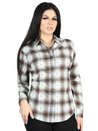 El General Womens - Casual Long-Sleeve Shirt - Brown/Sand 44717