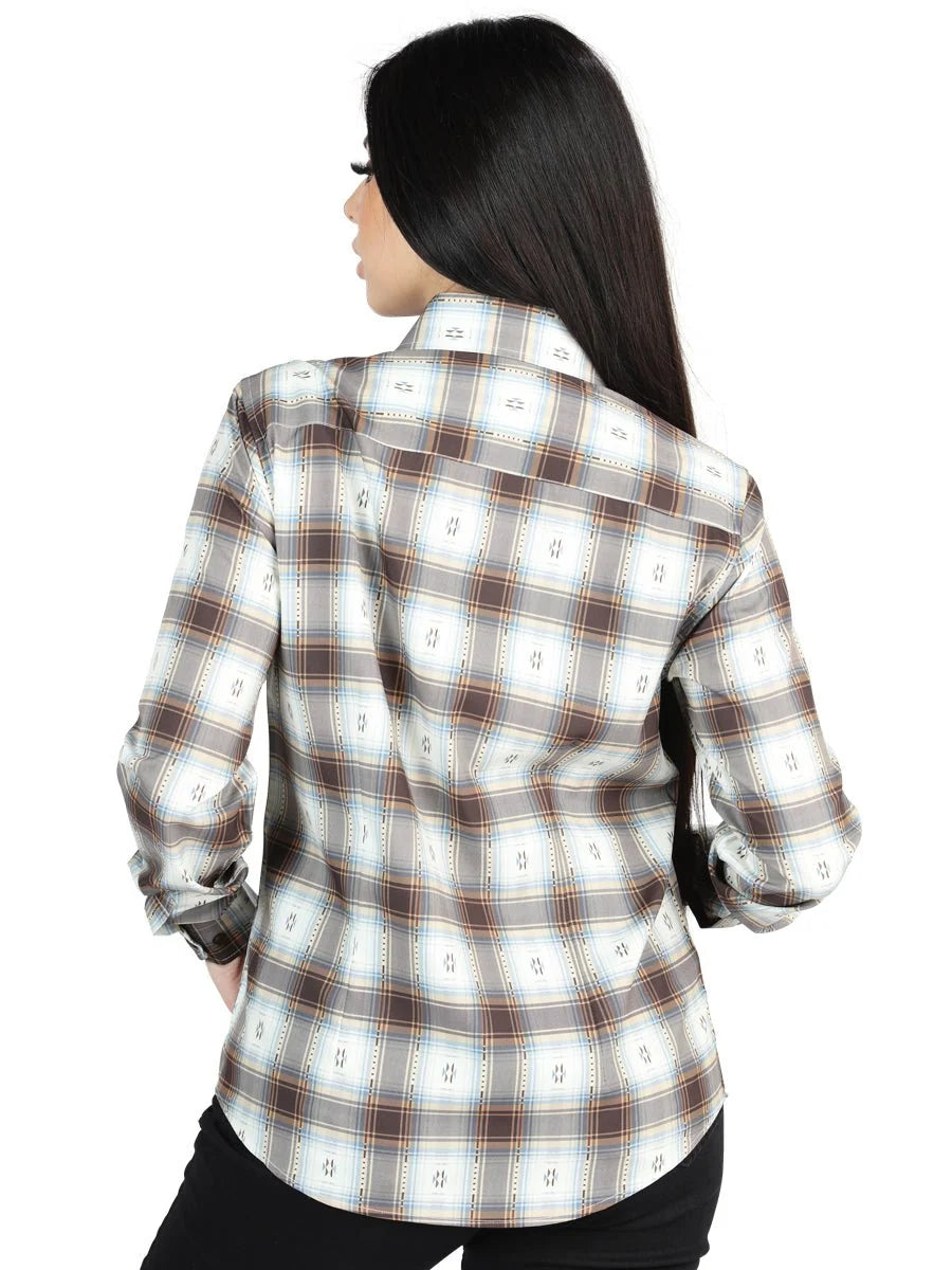El General Womens - Casual Long-Sleeve Shirt - Brown/Sand 44717