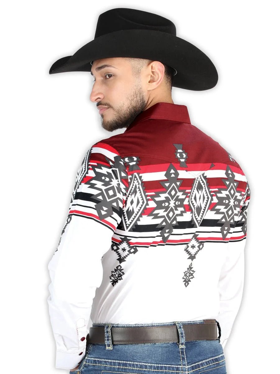 El General - Casual Long Sleeve Shirt - Burgundy 44497 - OriginalWestern.com