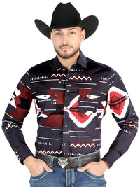 El General - Casual Long Sleeve Shirt - Burgundy 44498 - OriginalWestern.com