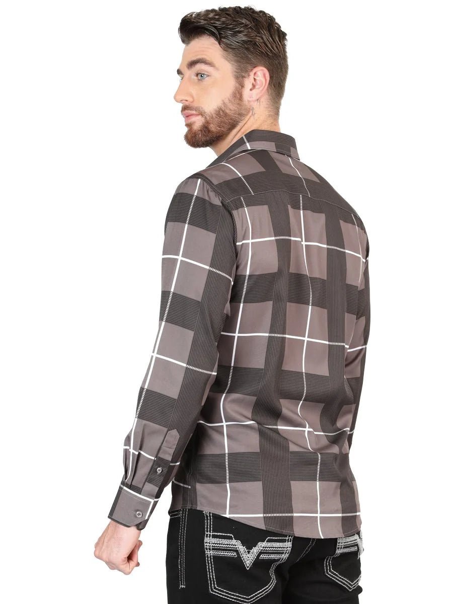 El General - Casual Long Sleeve Shirt - Gray 44602 - OriginalWestern.com