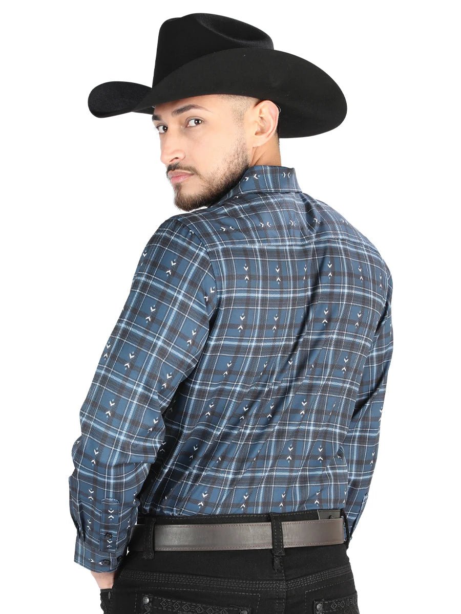 El General - Casual Long Sleeve Shirt - Gray/Blue 44706 - OriginalWestern.com