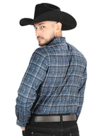 El General - Casual Long Sleeve Shirt - Gray/Blue 44706 - OriginalWestern.com