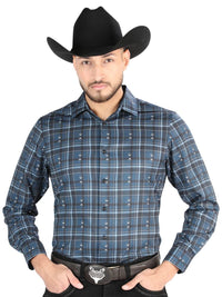 El General - Casual Long Sleeve Shirt - Gray/Blue 44706 - OriginalWestern.com