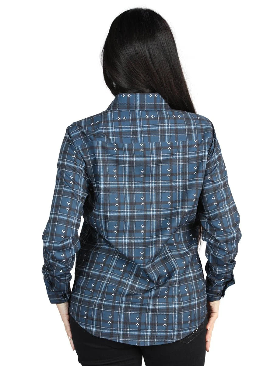 El General Womens  -  Casual Long-Sleeve Shirt - Gray/Blue 44723