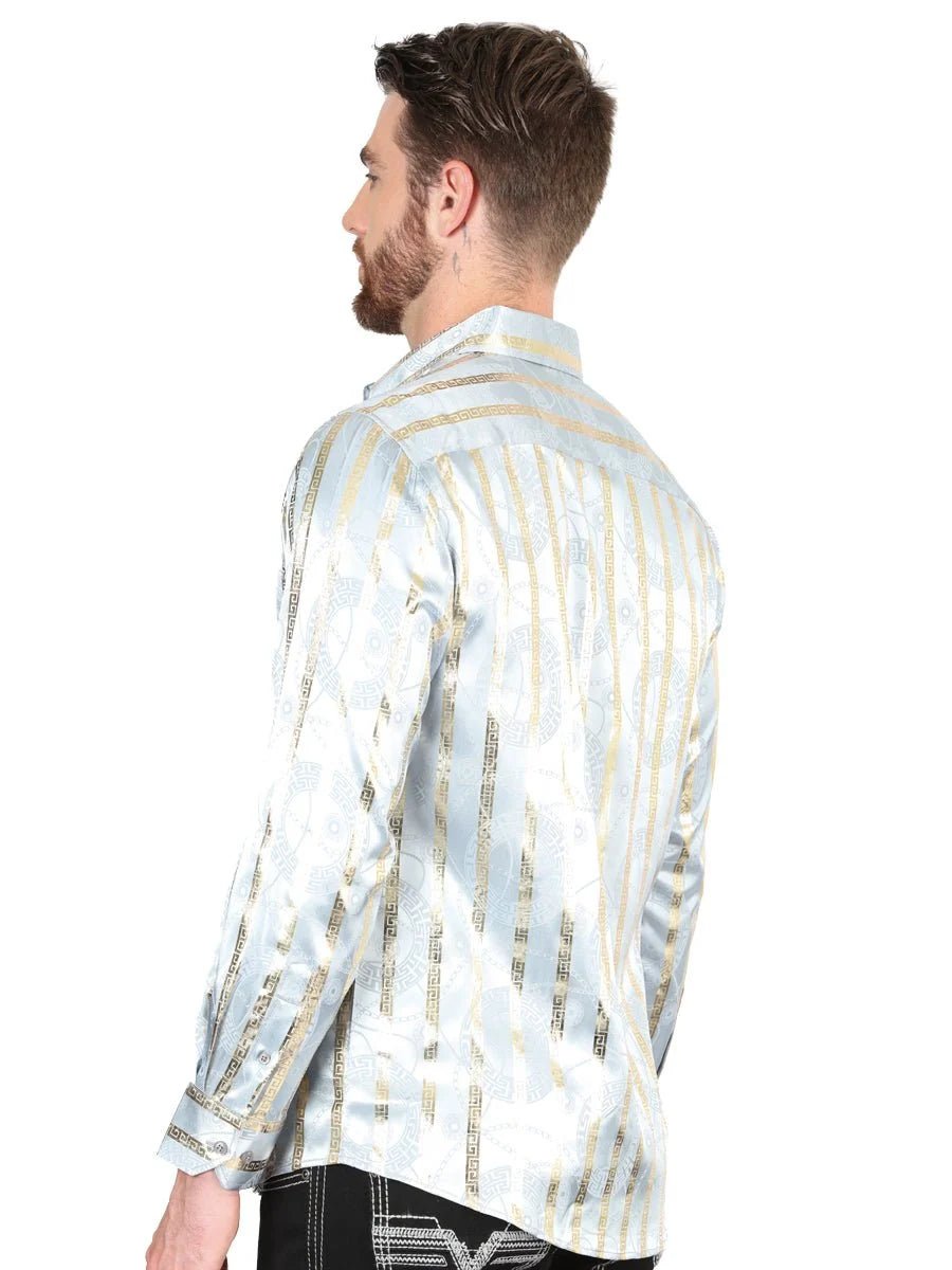 El General - Casual Long Sleeve Shirt - Grey/Gold 44578 - OriginalWestern.com