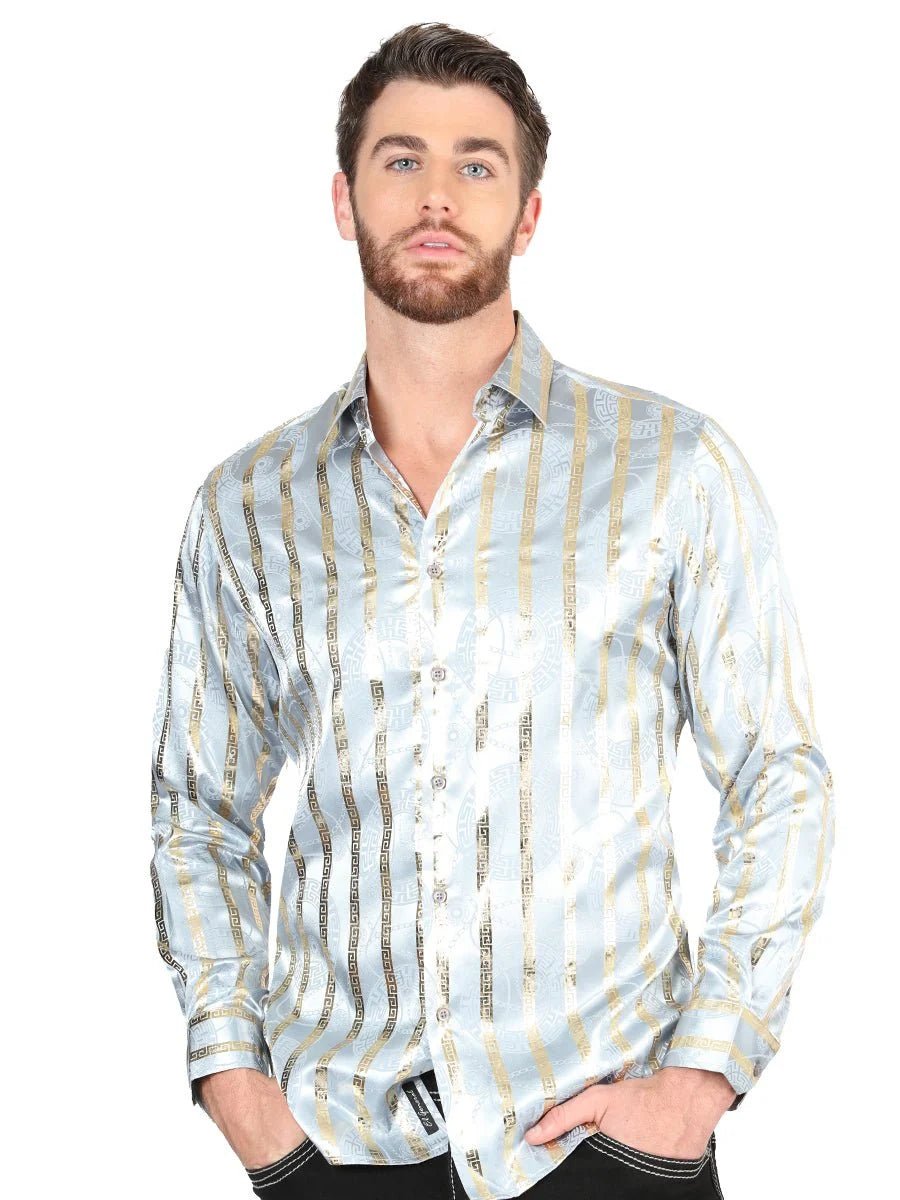 El General - Casual Long Sleeve Shirt - Grey/Gold 44578 - OriginalWestern.com