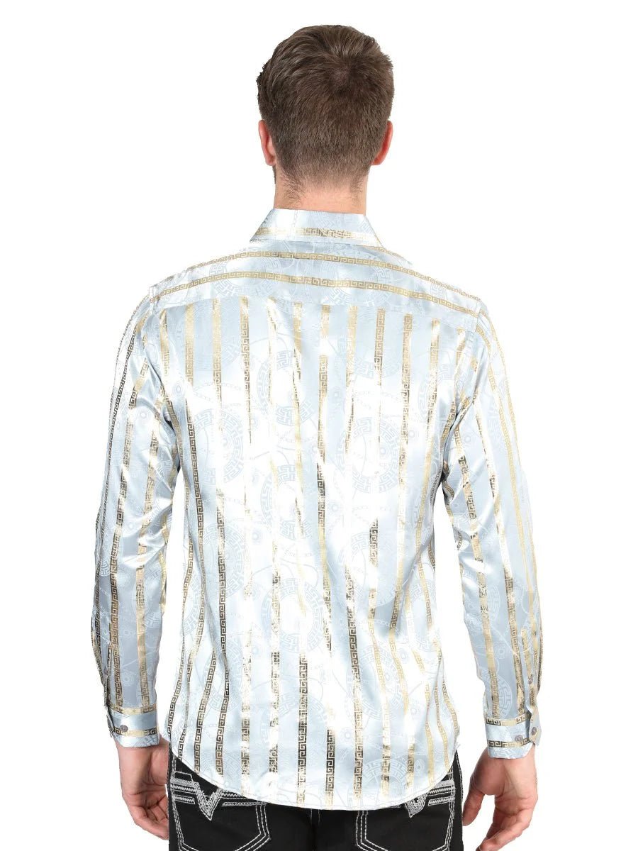 El General - Casual Long Sleeve Shirt - Grey/Gold 44578 - OriginalWestern.com