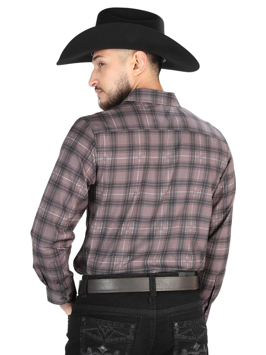 El General - Casual Long Sleeve Shirt - Mocha/Olive 44712 - OriginalWestern.com