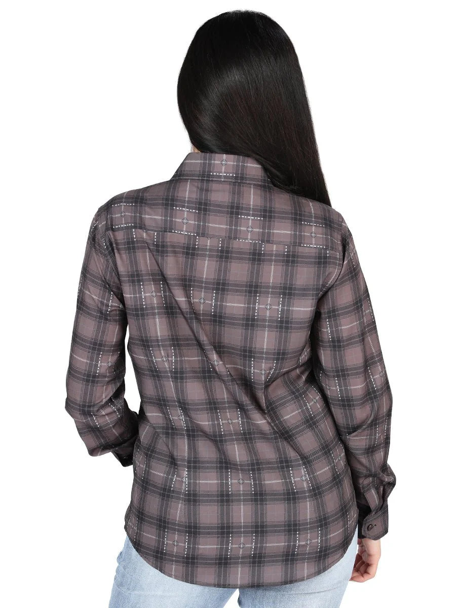 El General Womens  -  Casual Long-Sleeve Shirt - Mocha/Olive 44729